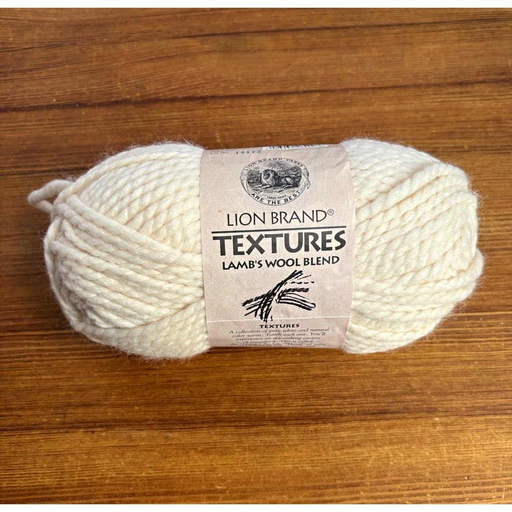 Lion Brand Textures Lamb's Wool Blend Yarn Natural 6oz Skein Art No. 26499